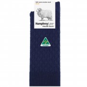 95% Fine Merino Wool Quilted Health Sock | Junior Navy